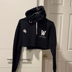 Darc Sport Black Cropped Hoodie with Embroidery